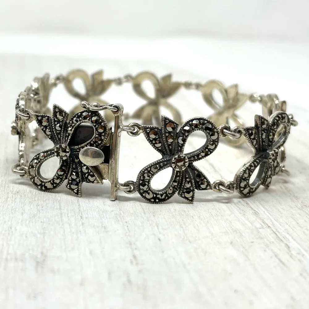 JUDITH JACK sterling silver marcasite bracelet, 23.7g - Image 2