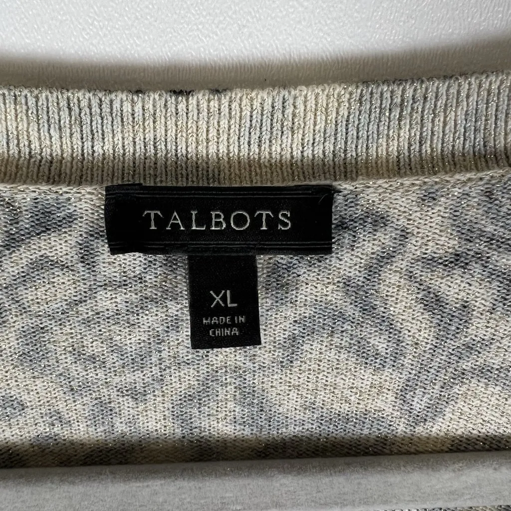 Talbots‎ Womens Black Gold Shimmer Long Sleeve Round Neck Blend Cardigan XL - Image 4