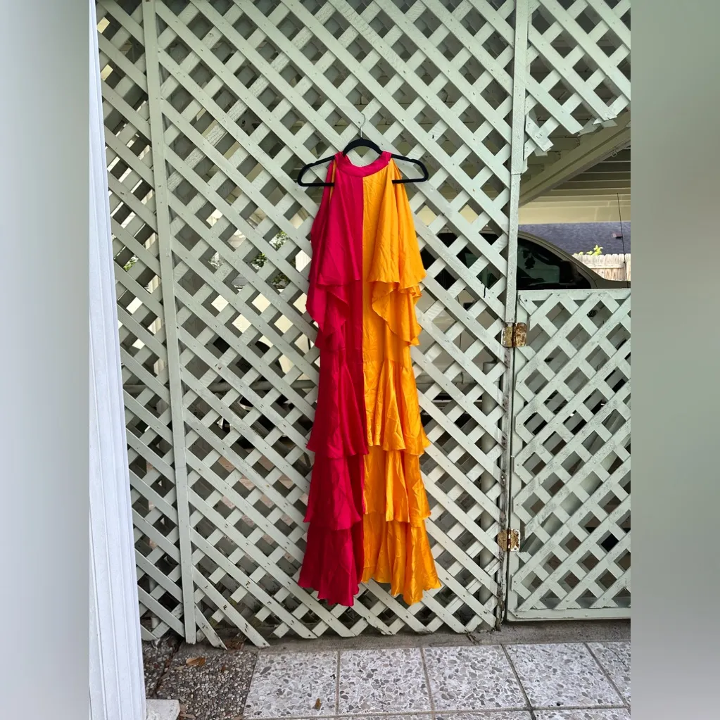 Anthropologie Pinnacle by Shruti Sancheti Mock-Neck Colorblock Ruffle Dress - Image 6