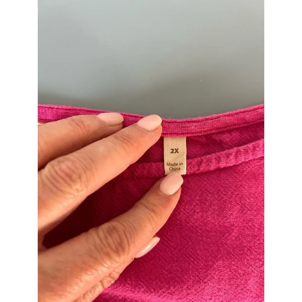 Soft Surroundings womens top pink size 2X long sleeve tunic round neck - Image 5