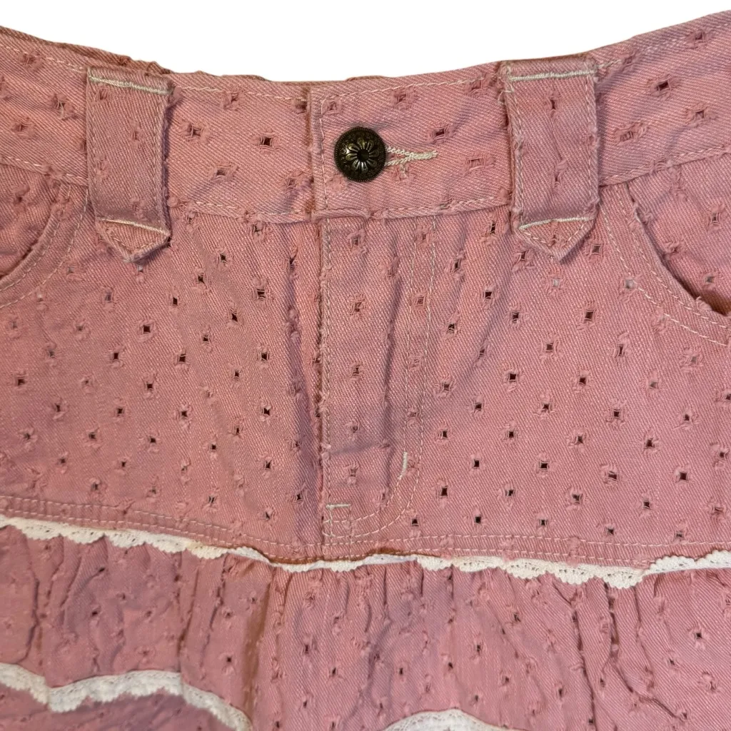 NWT POL Pink Ruffled Short Eyelet 100% Cotton Skirt Size Large - Image 3