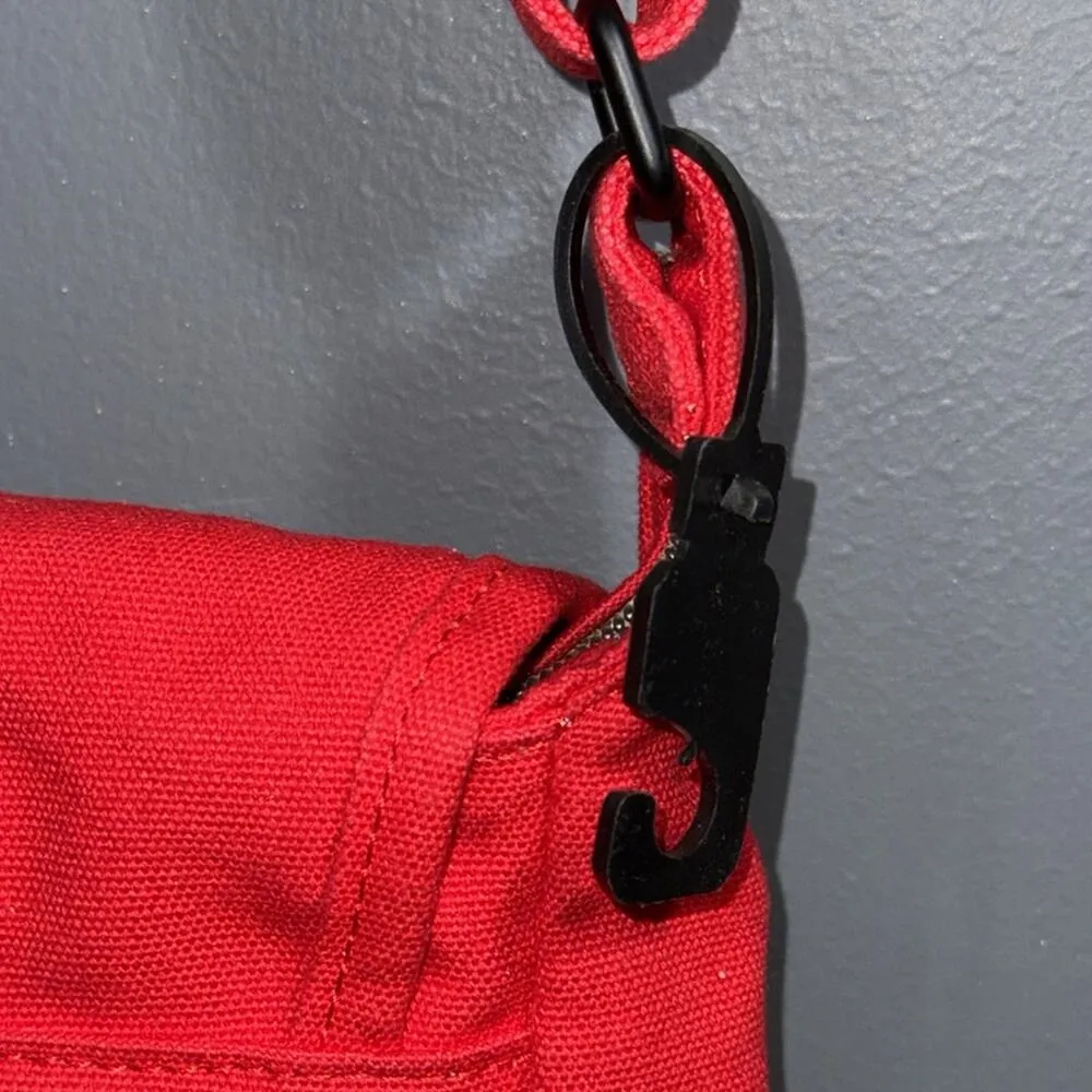 KAVU unisex solid red shoulder tote adjustable straps tan interior crossbody - Image 6