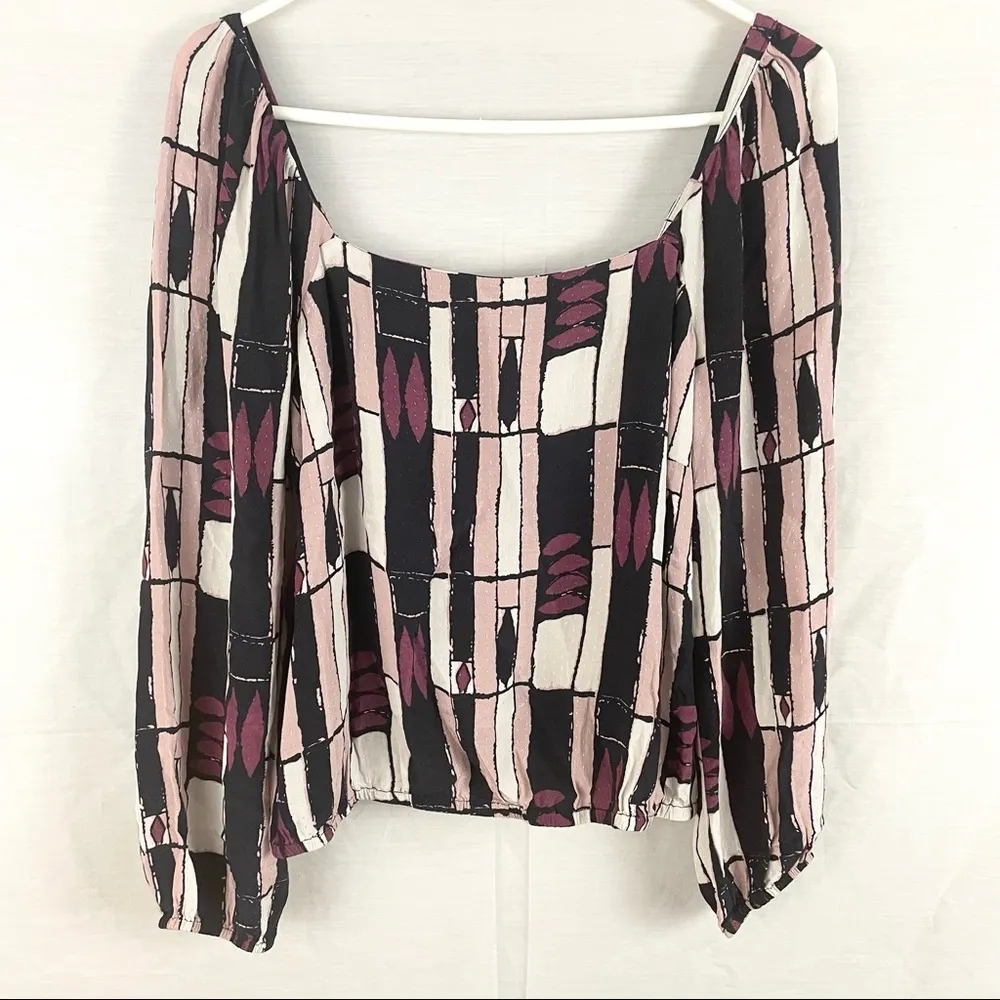 Anthro The Odells abstract print elastic waist women’s Size Small - Image 4