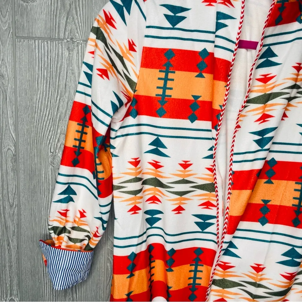 MISSLOOK Robe Duster Women’s Native Print Multicolor Soft Light Flannel Size LG - Image 2