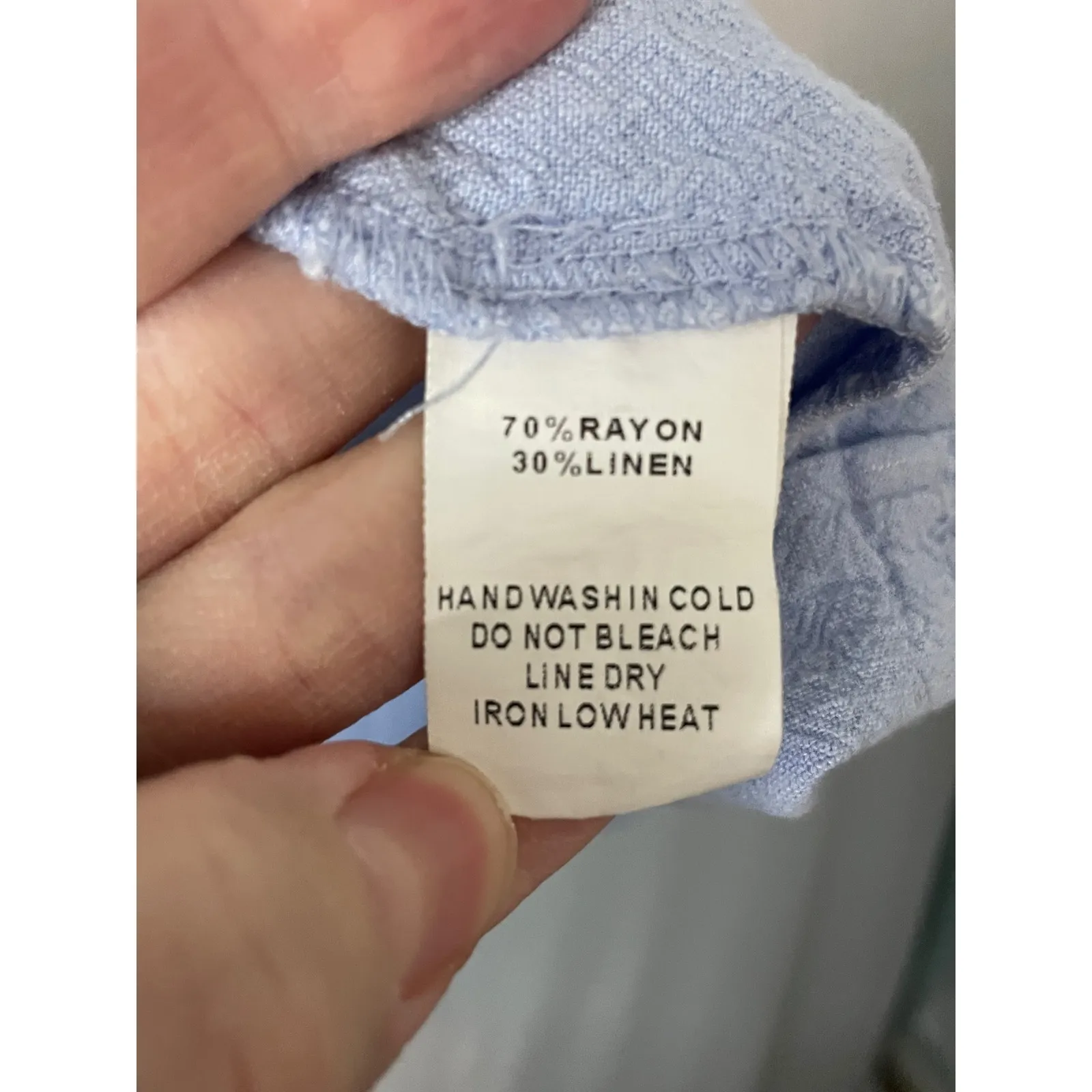 FORE Linen Blend Button Down Shirt Blue Short Sleeve Oversized Tunic Size L - Image 3