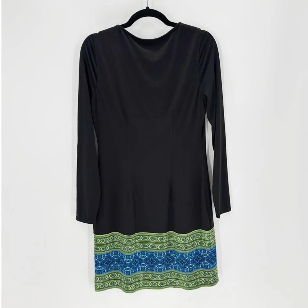 Hale Bob Beaded Neckline Long Sleeve Black Dress Size S bohemian classy chic - Image 2