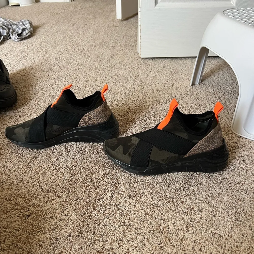 Black and Orange Slip-On Sneakers - Image 2