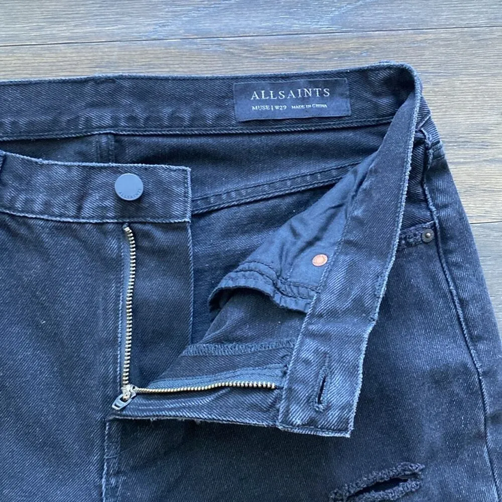ALL SAINTS Jeans Womens Size 29 Black Distressed Muse Slim Destroyed - Image 2