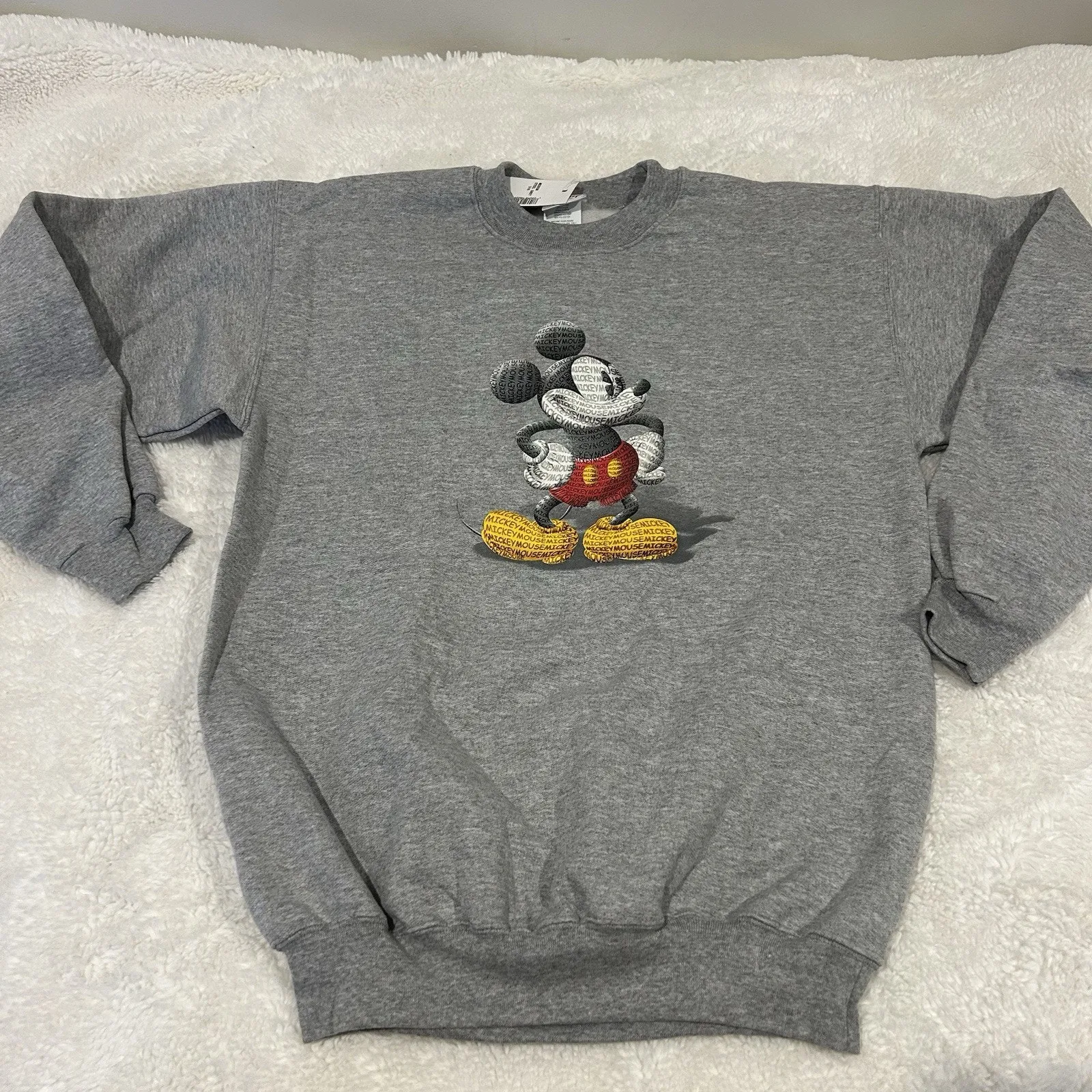 Disney Sweater Unisex‎ Sz M Pullover Mickey Mouse Grey Crew Neck - Image 2