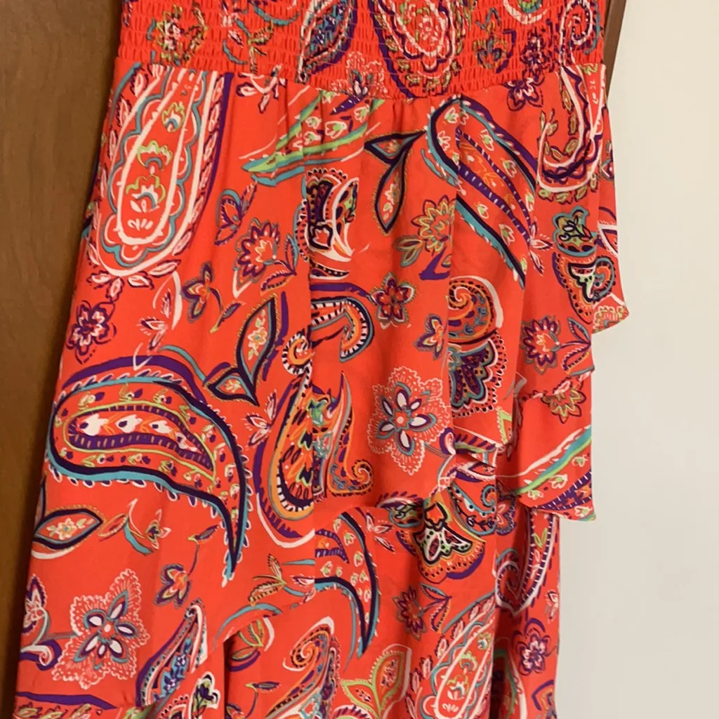 New Tahari ASL Women's Ruffle Sleeve V-Neck Smocked Waist Tiered Dress - Image 7