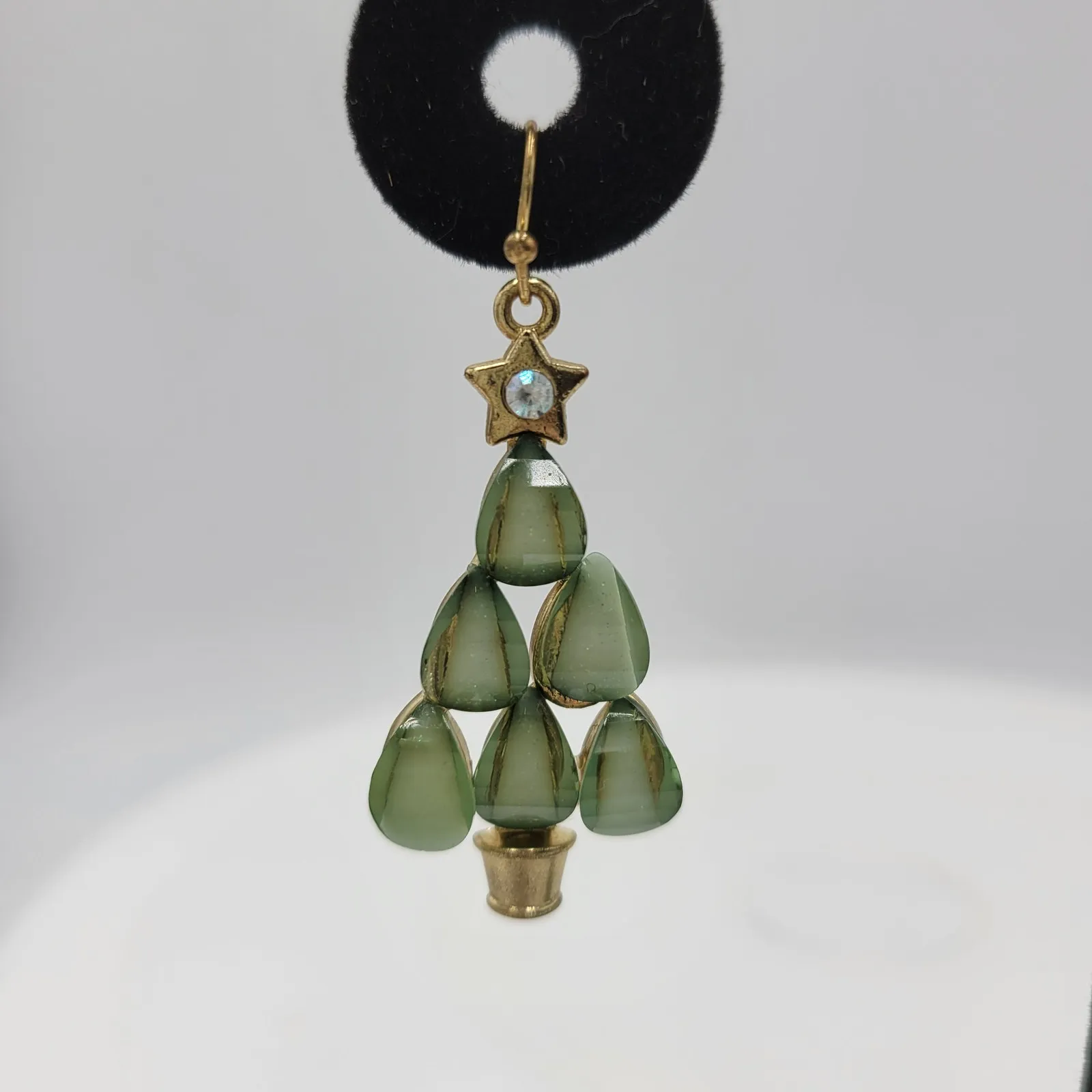 Womens Jewelry Green Stones Christmas Tree Beaded Dangling Earrings‎ Accessories - Image 2