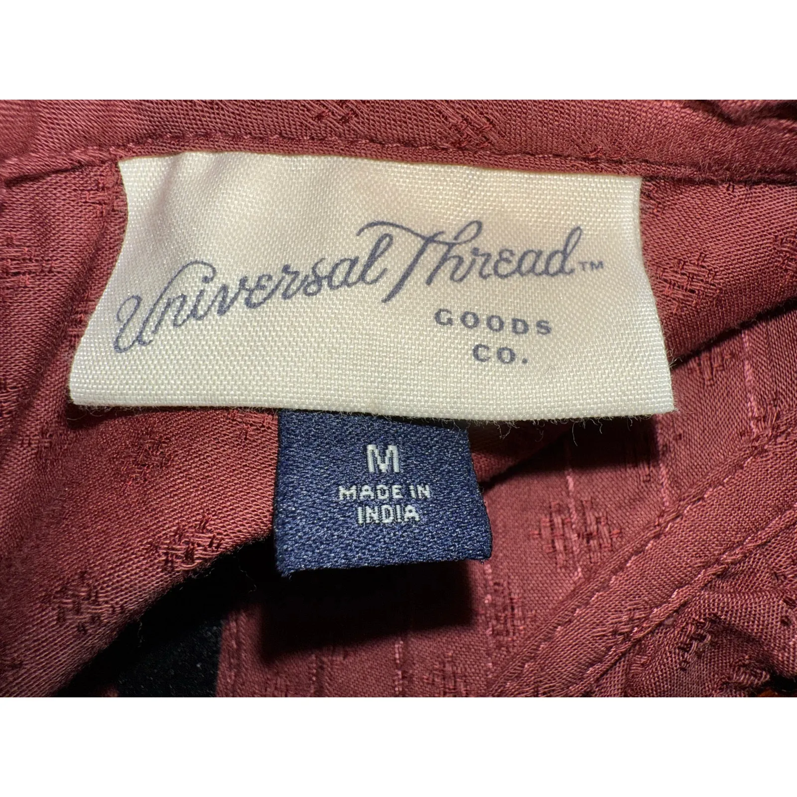 Long Sleeve Midi Burgundy Dress Universal Thread Target embroidered Lace detail - Image 9