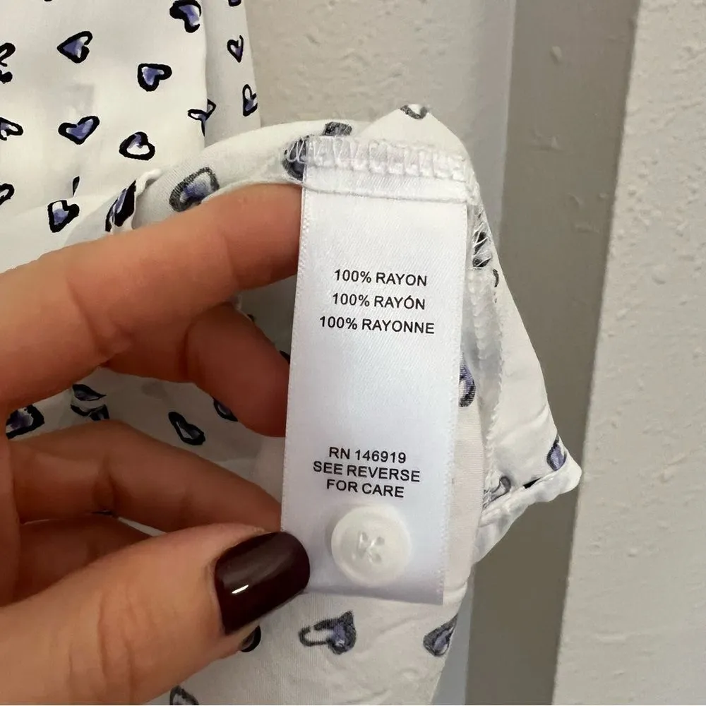 Casa Cabana Heart Print Long Sleeve Button Down Shirt Size Large Valentines Day White - Image 7