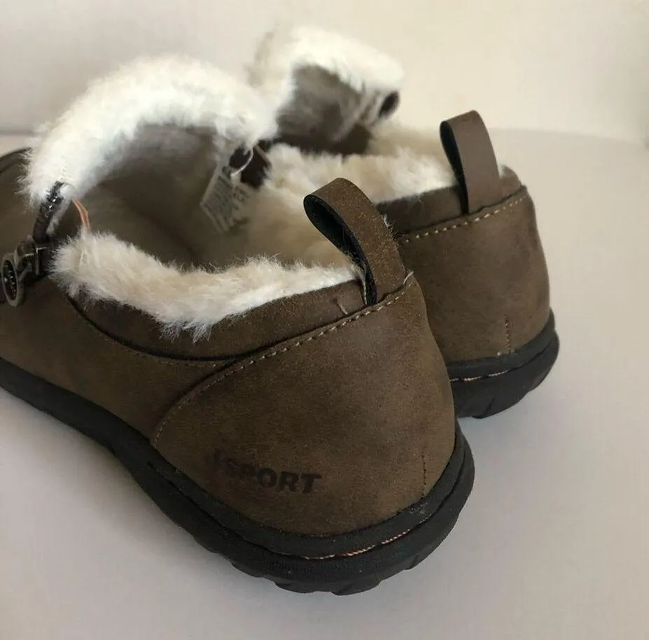 Jambu JSPORT Elenor Slip On Vegan Fur Faux Leather Memory Foam All Terrain Shoes Brown Size 6 - Image 3