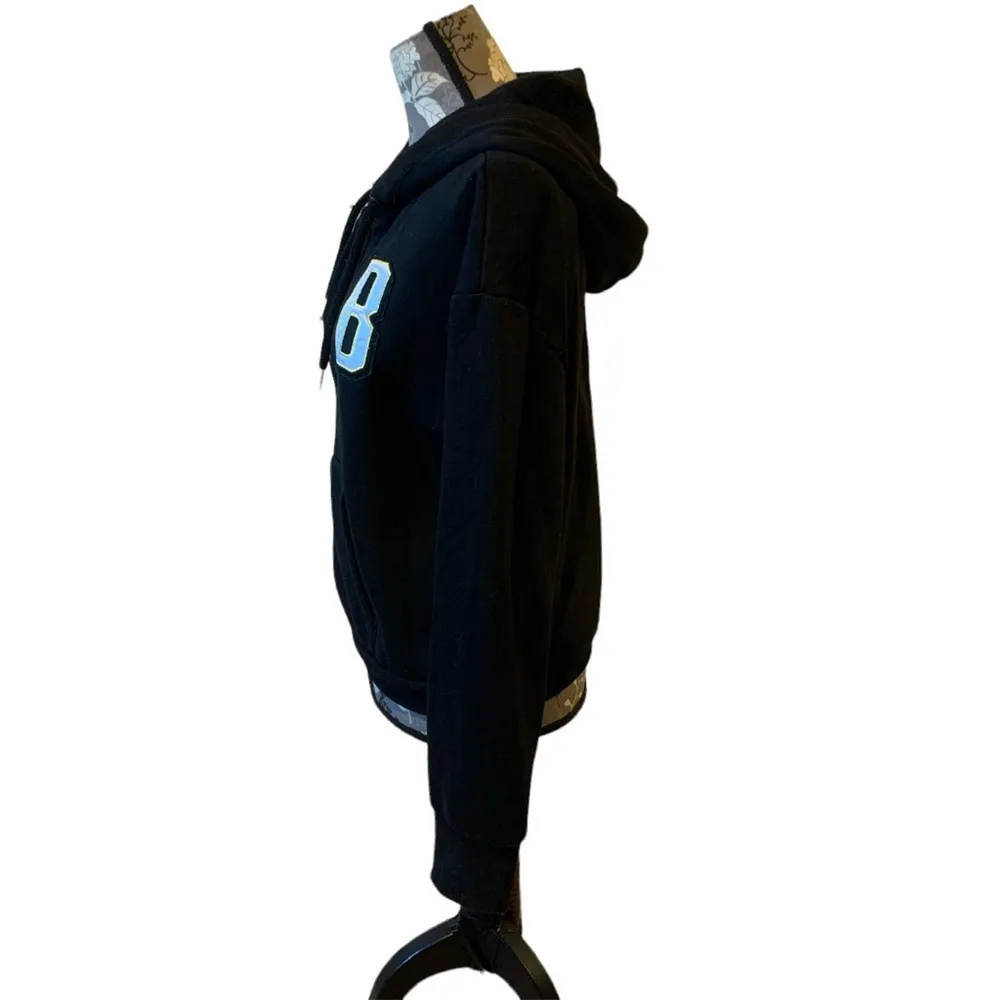 Bebe  Black Hooded Zip Up Sweatshirt size large - Image 4