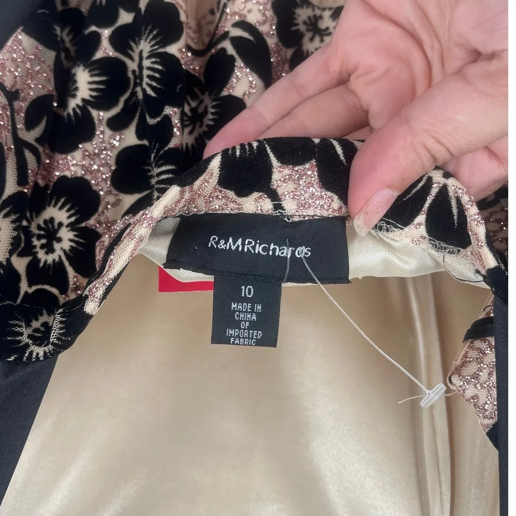 R&M Richards Y2K Velvet Mesh Dress 10 Holiday Coquette Floral Whimsigoth Glitter - Image 10