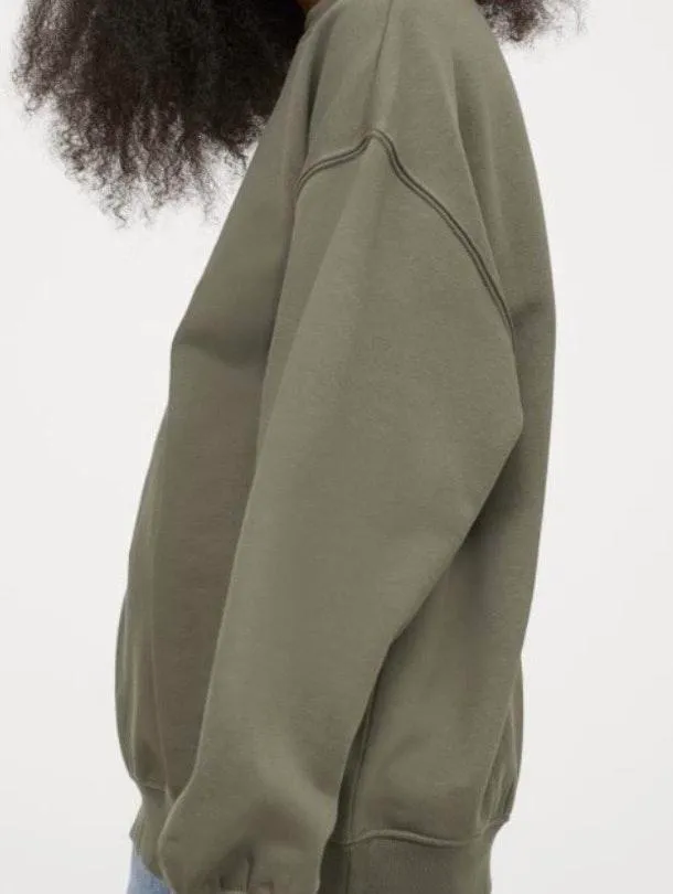 H & M Olive Green Crewneck Sweatshirt Size S - Image 3