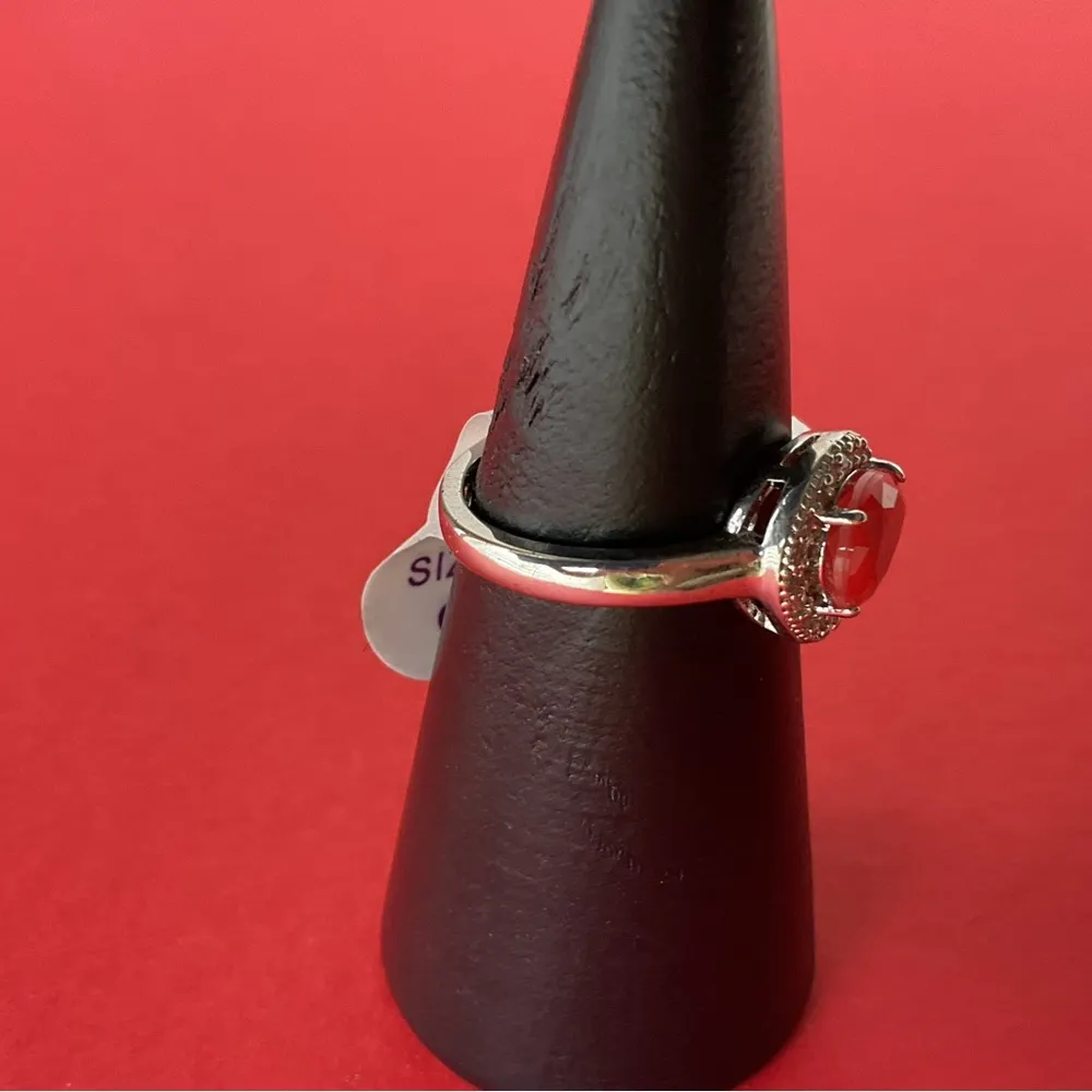 RBP2100 "The Sparkling Fish" Tangerine Quartz - Rhodium Sz 9 Ring NWT - Image 2