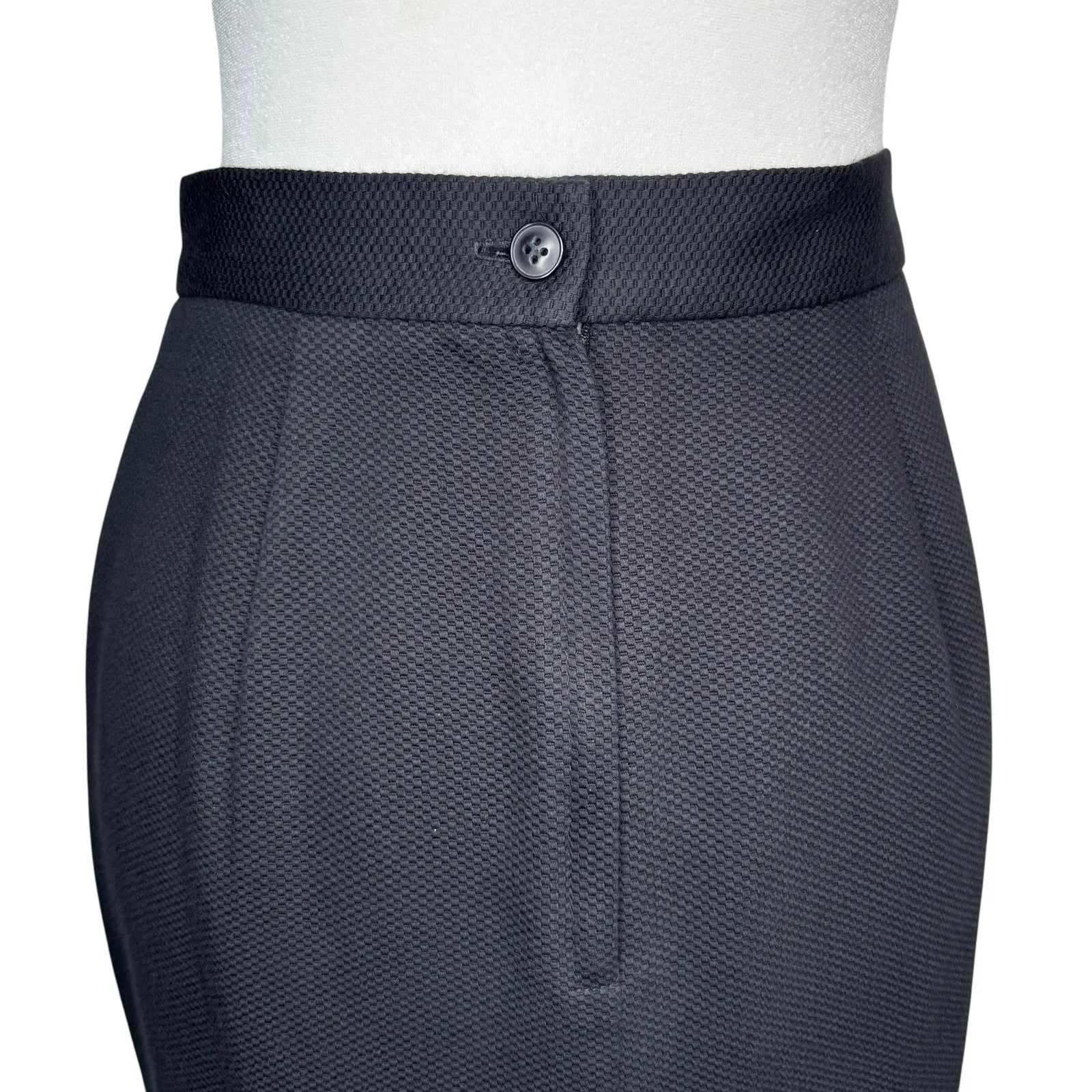 Vintage Oleg Cassini Black Blazer‎ Jacket Skirt Set 8 Office Suit Gold Button - Image 9