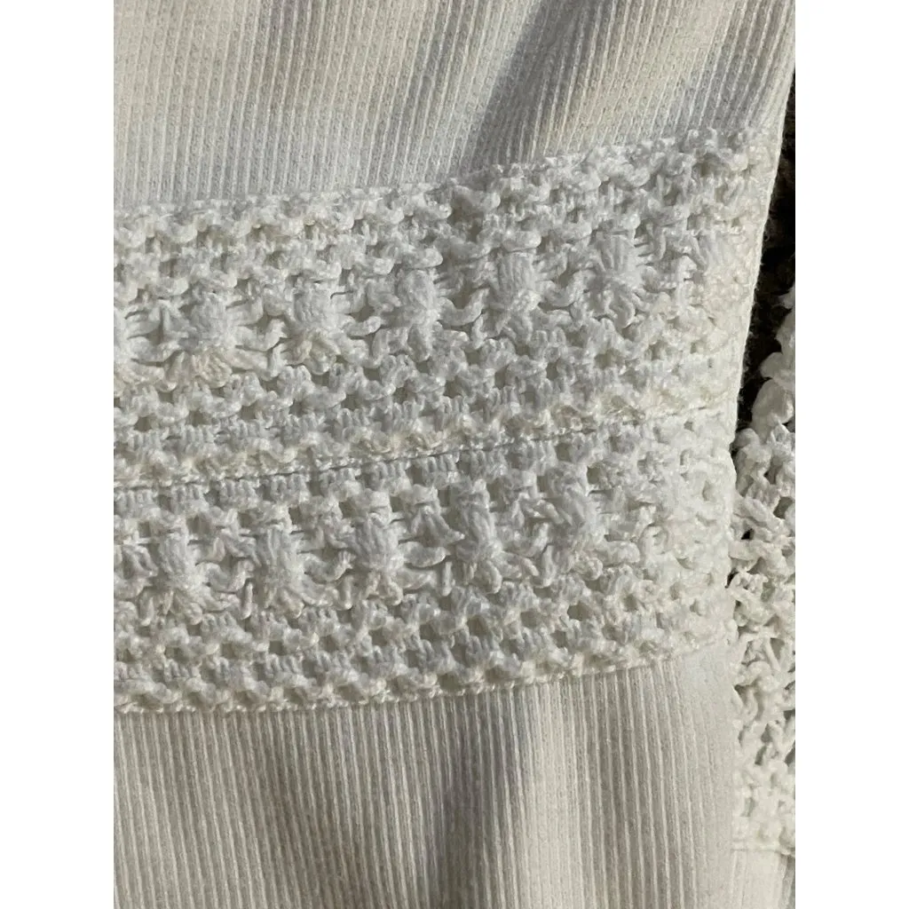 Vintage Prana Cream Blouse Womens Medium Used Organic Cotton Crochet Top - Image 5