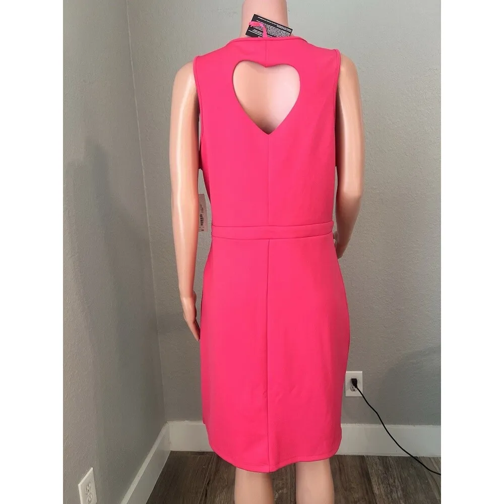 I Heart Ronson Pink Dress A-line Sheath Heart Cutout Back Sleeveless XL NWT - Image 7