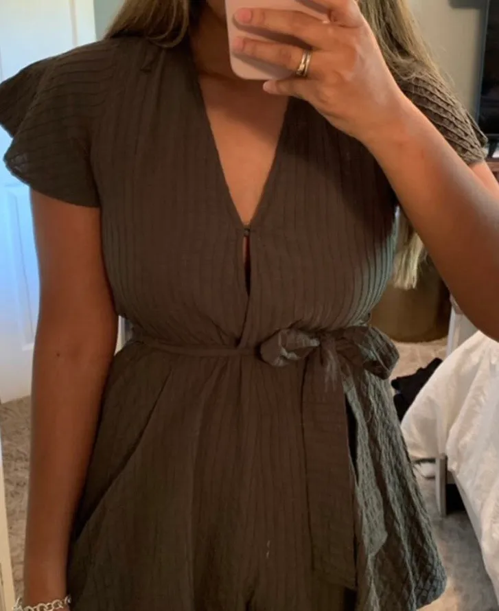 Peach Love Olive Green Romper - Image 2