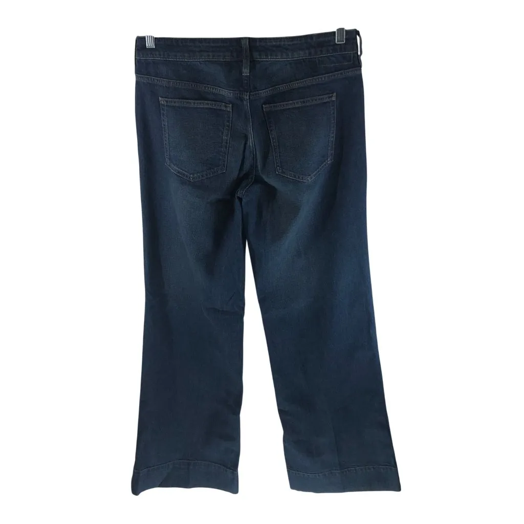 J. Crew Trouser Wide Leg Jeans In 1996 Semi-Stretch Denim Low Rise Dark Wash 29T - Image 2