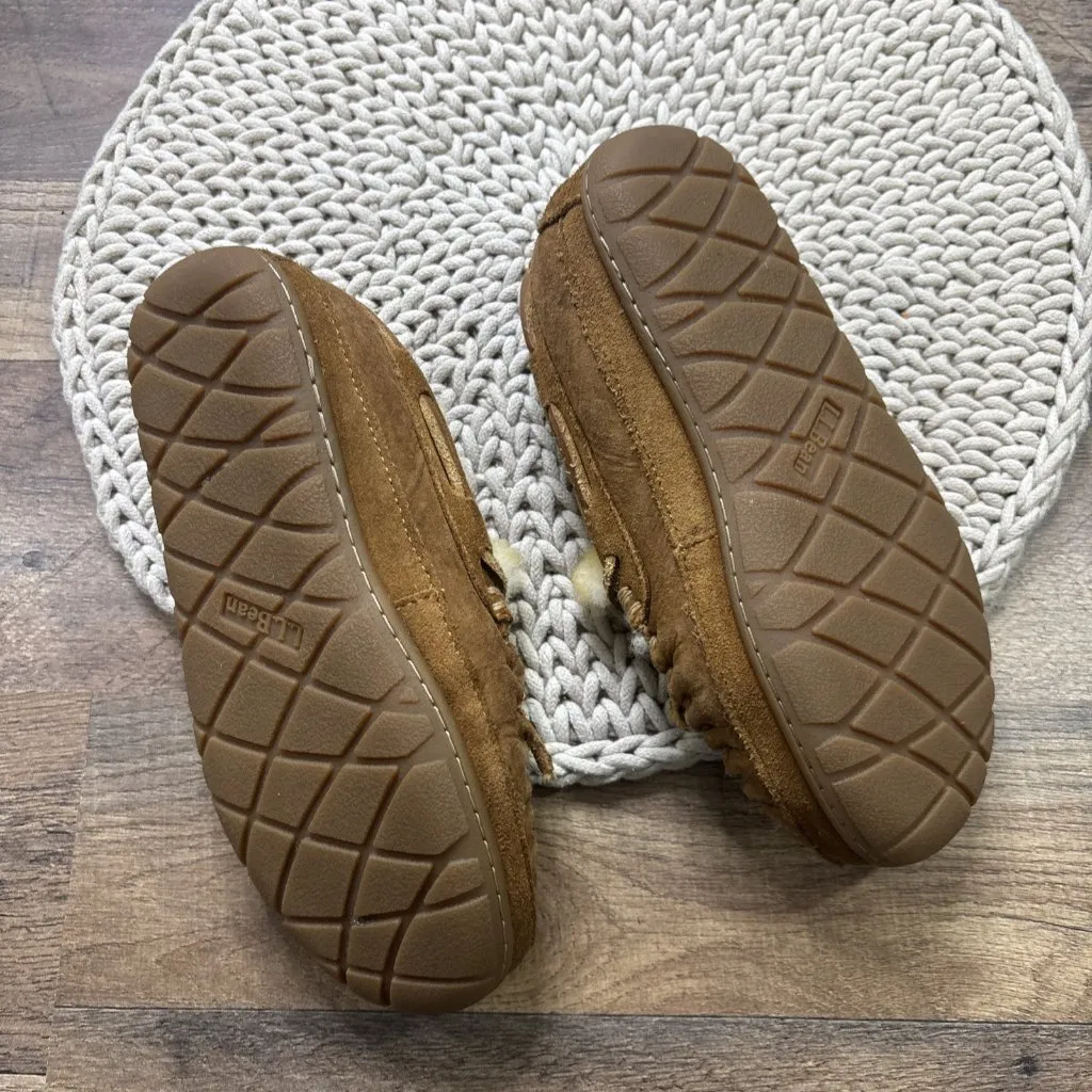 LL Bean Wicked Good Slippers Womens 5 Brown Suede Shearling Fur Lined - Image 4