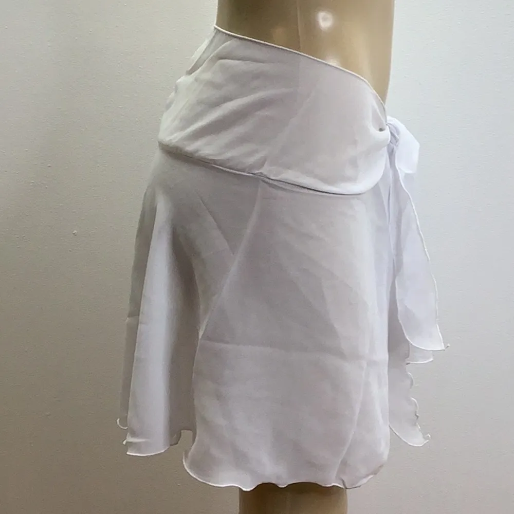 Lago Mar Size L/XL White Ruffle Lettuce Trim Cover Up/Sarong Skirt. Made in USA. - Image 5