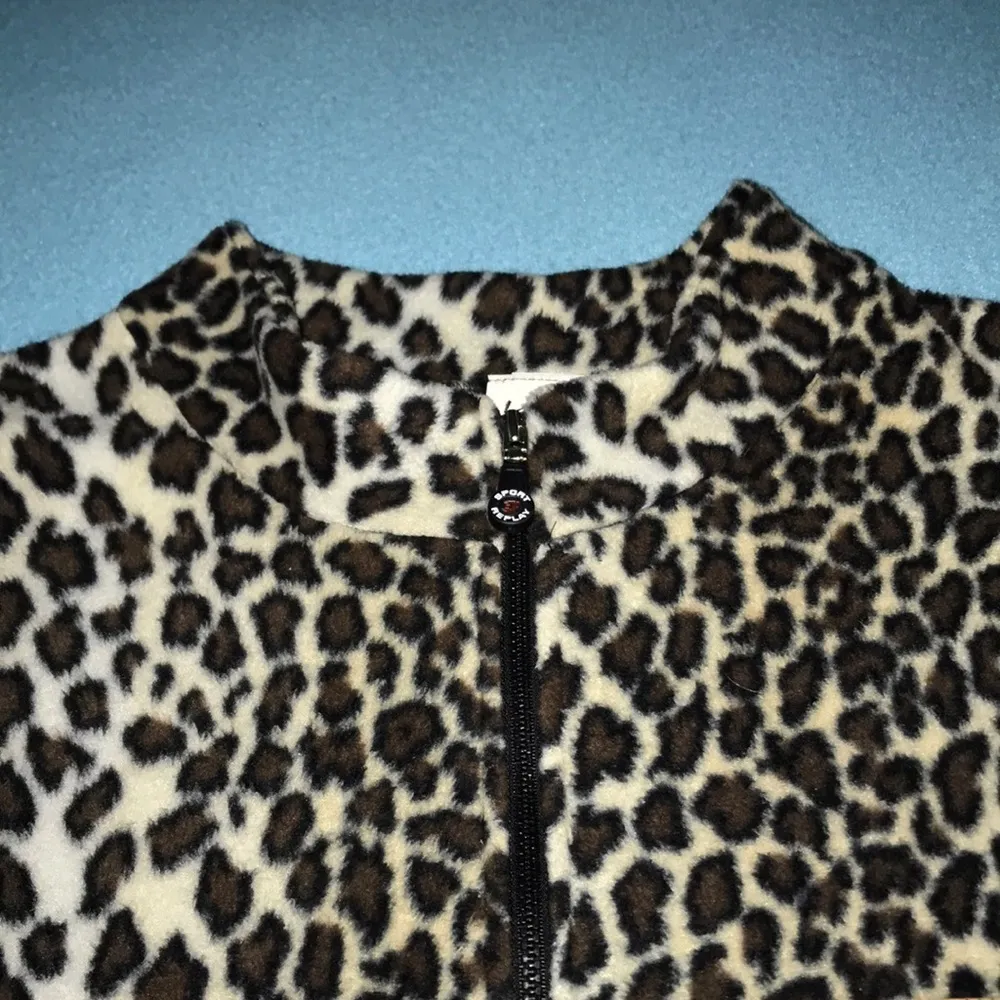 𝅺LA FETE Cheetah print vintage vest mandarin collar pouch pockets NEW size L Size L - Image 5