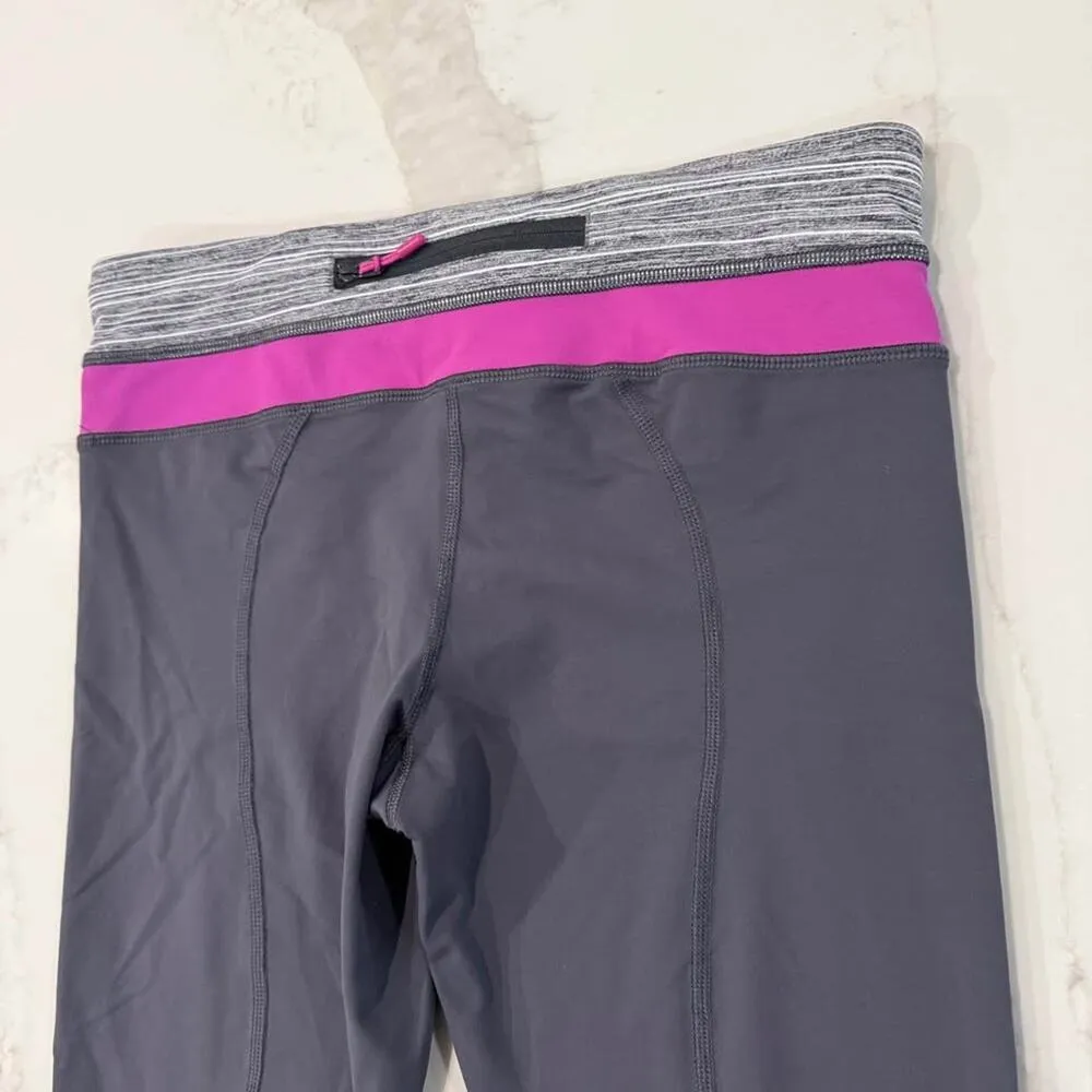 Lululemon Run Inspire Crop II Leggings Women's 8 Gray/Purple Capris Yoga Workout - Image 9