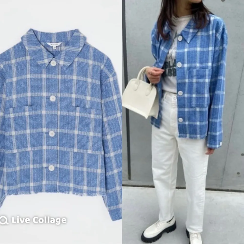 Moussy Plaid Loose Shirt Blue Size M - Image 3