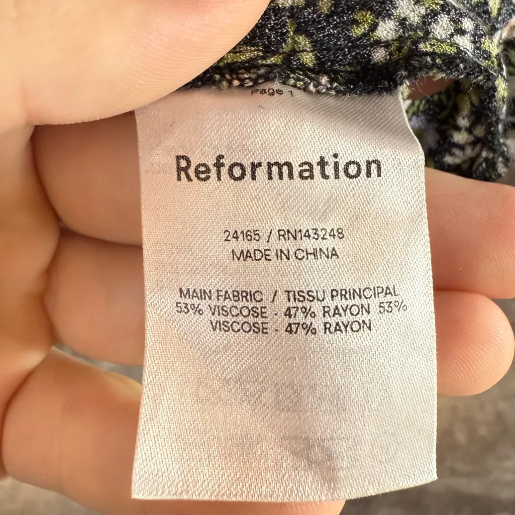 Reformation Mochi Long Sleeve‎ Floral Mini Dress in Black Multi Size 2 - Image 5