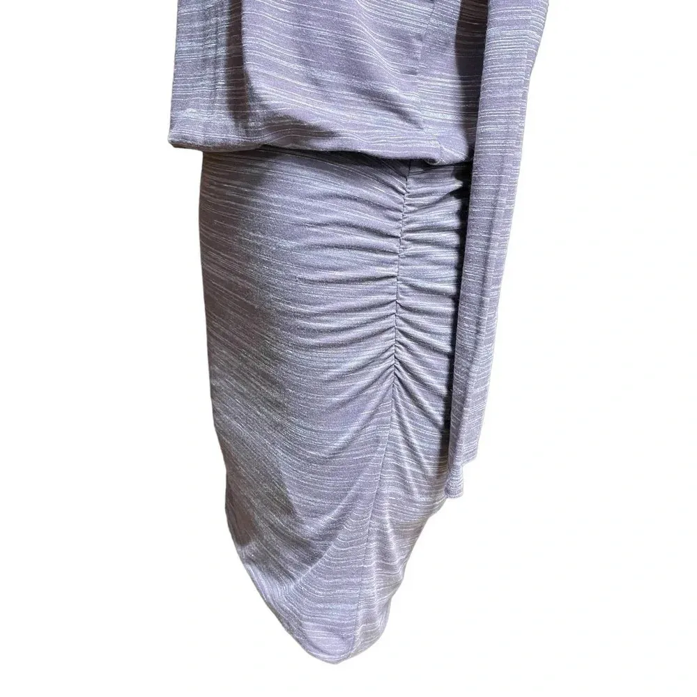 Athleta Avenue Long Sleeve‎ Ruched Jersey Dress Space Dye Purple Size XS - Image 9