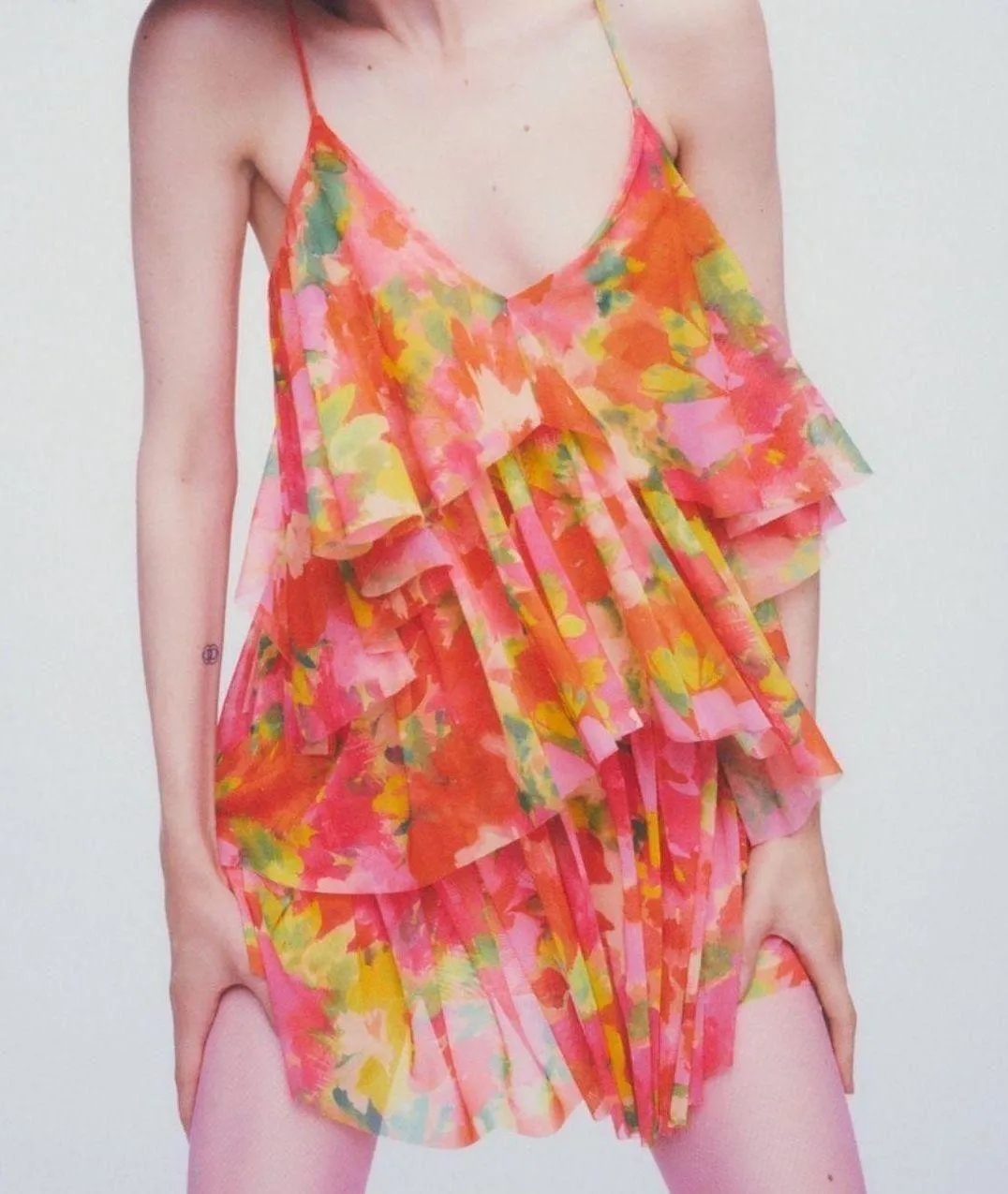 Printed Tulle Mini Dress - Image 3