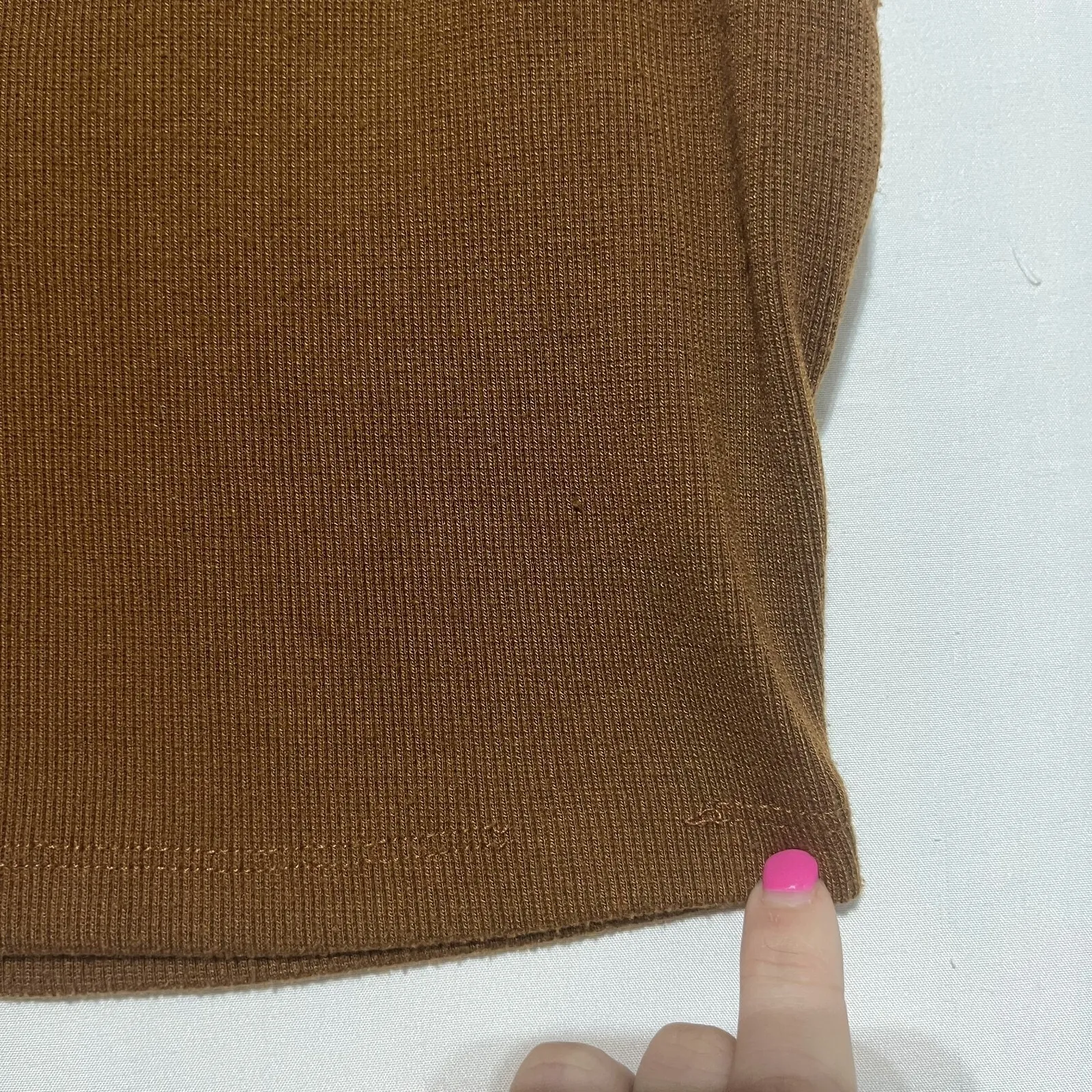 Blanc de Blanc Tank Sweater Womens L Brown Stretch Cropped Split Neck Pullover‎ Size L - Image 4