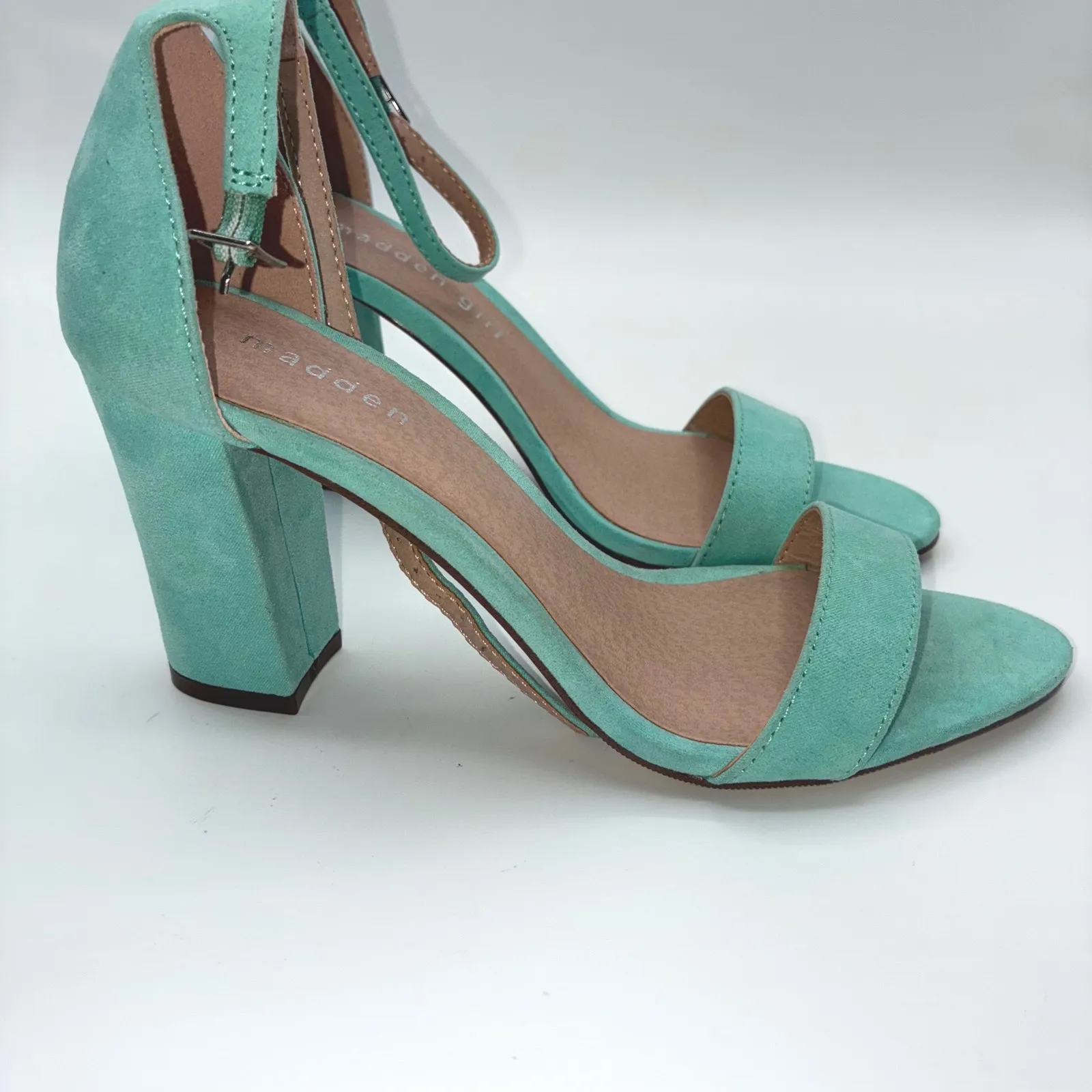 Madden Girl Beella Mint Fab Green Suede Ankle Strap Heel Sandals Women 6 Party - Image 6