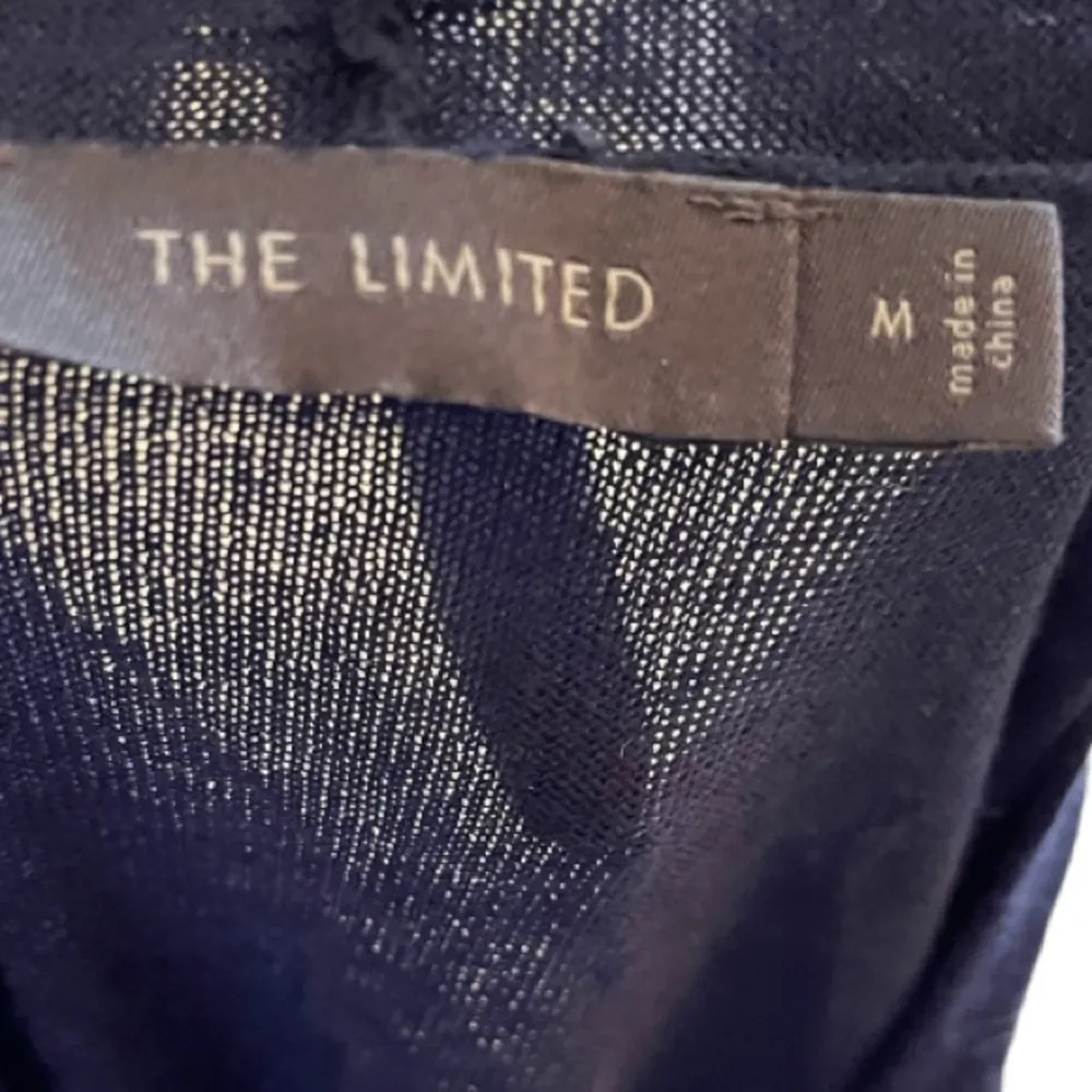 The Limited ballerina wrap wool blend thin knit navy blue sweater size medium - Image 3