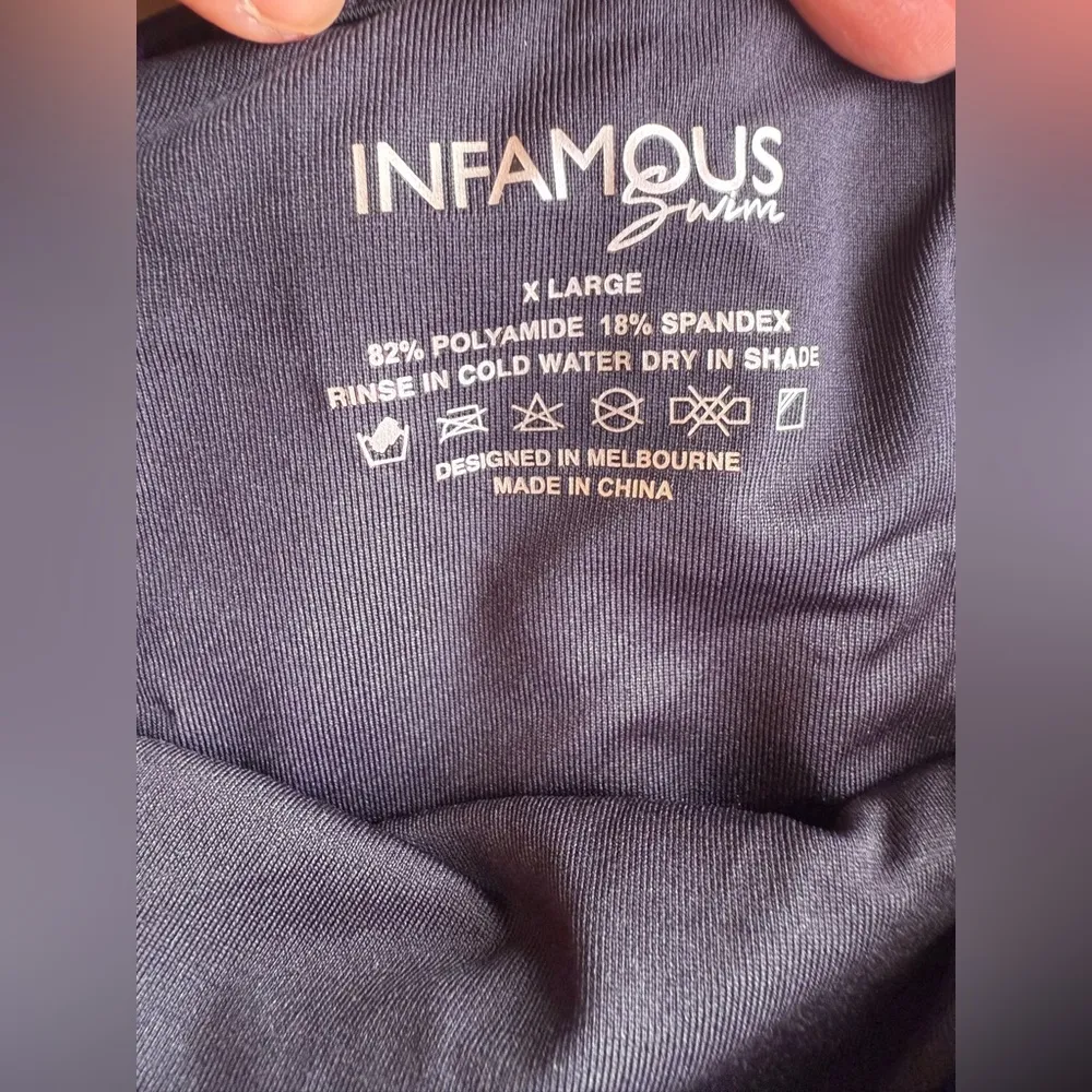 Infamous Swim Colorful Floral Swimsuit palm trees stamped size XL Black - Image 12