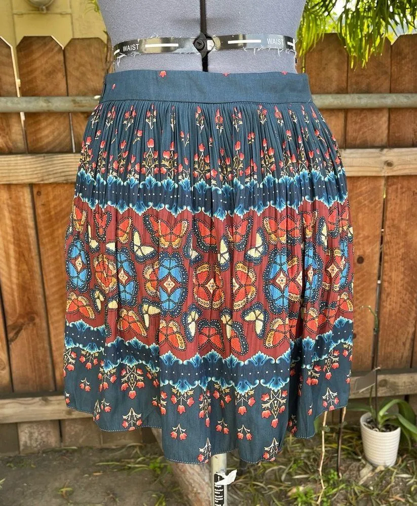 FARM RIO Libali Sea BL Pleated Mini Skirt size S - Image 6