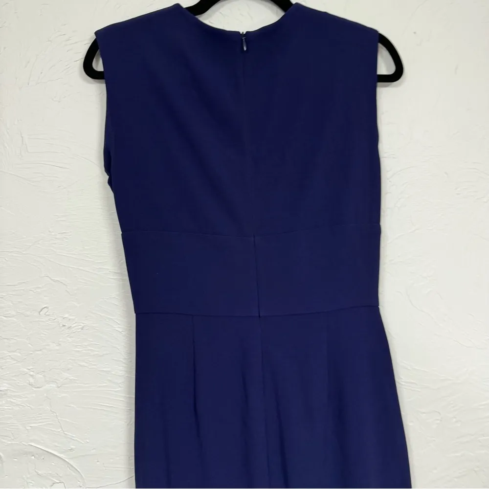MM Lafleur Navy Blue Twist Cocktail Dress Womens 6 Sleeveless Knee Length Sheath - Image 11
