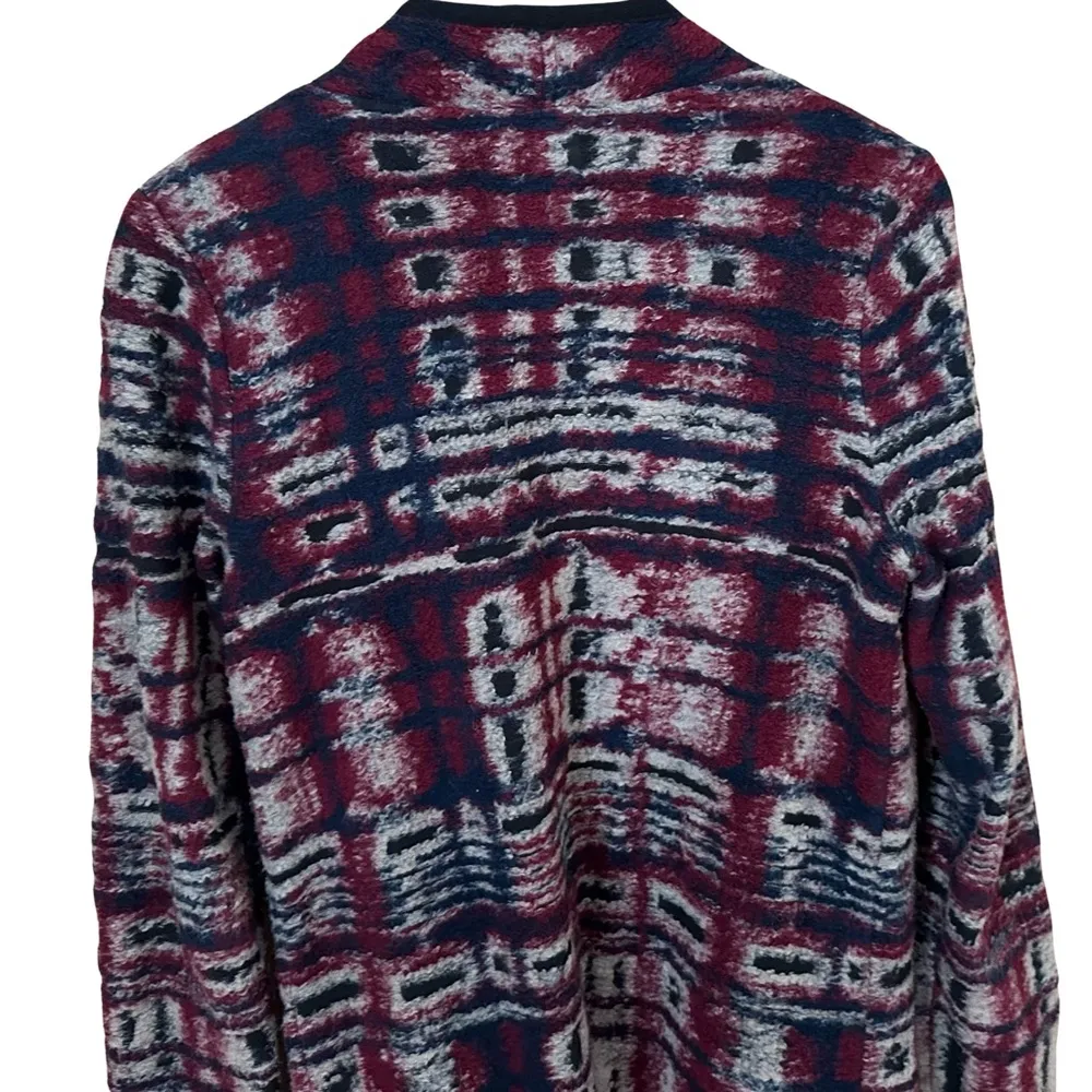 Lucky Brand Ultra Soft Black/Burgundy/Ivory Southwest Print Open Front Cardigan - Image 9