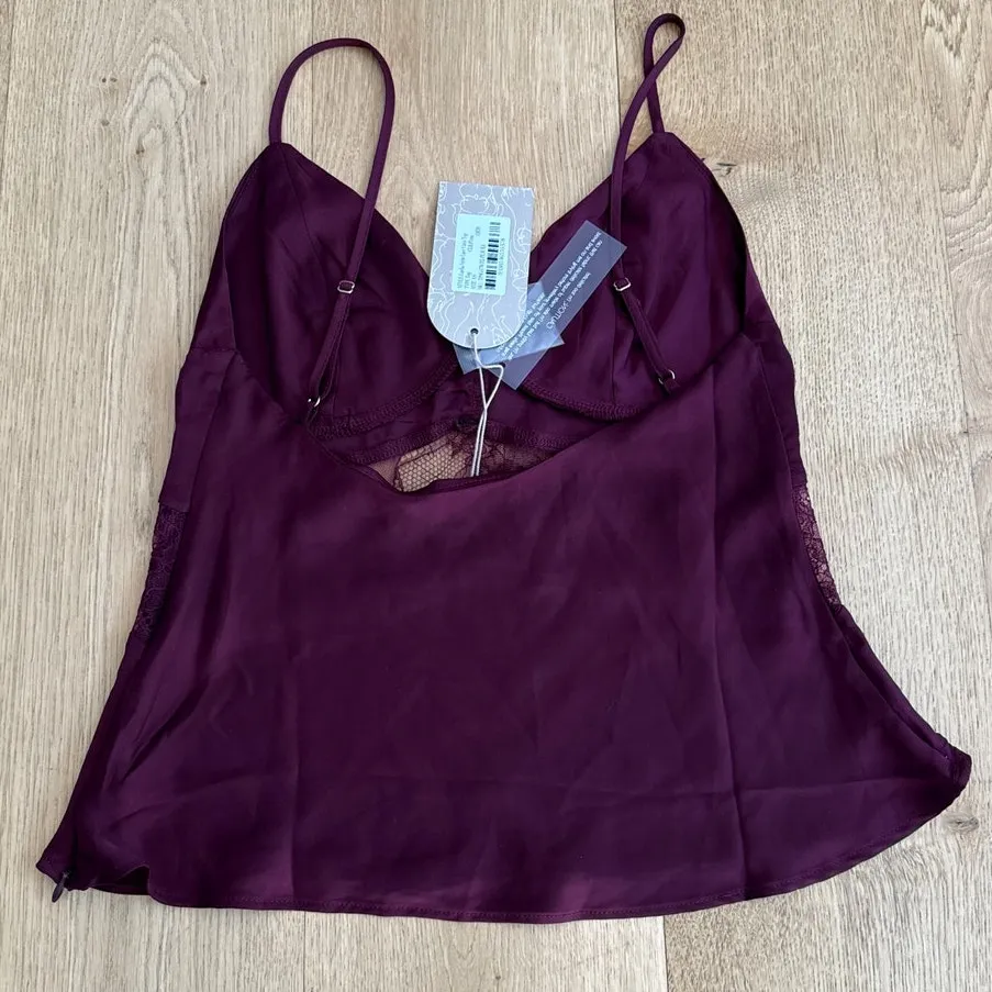 Meshki Top Satin Cami Lace Trim Luella XS Purple - Image 5