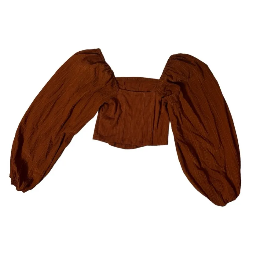 Urban Outfitters Claudia Rust Balloon Sleeve Cottagecore Crop Top SZ M BOHO - Image 6