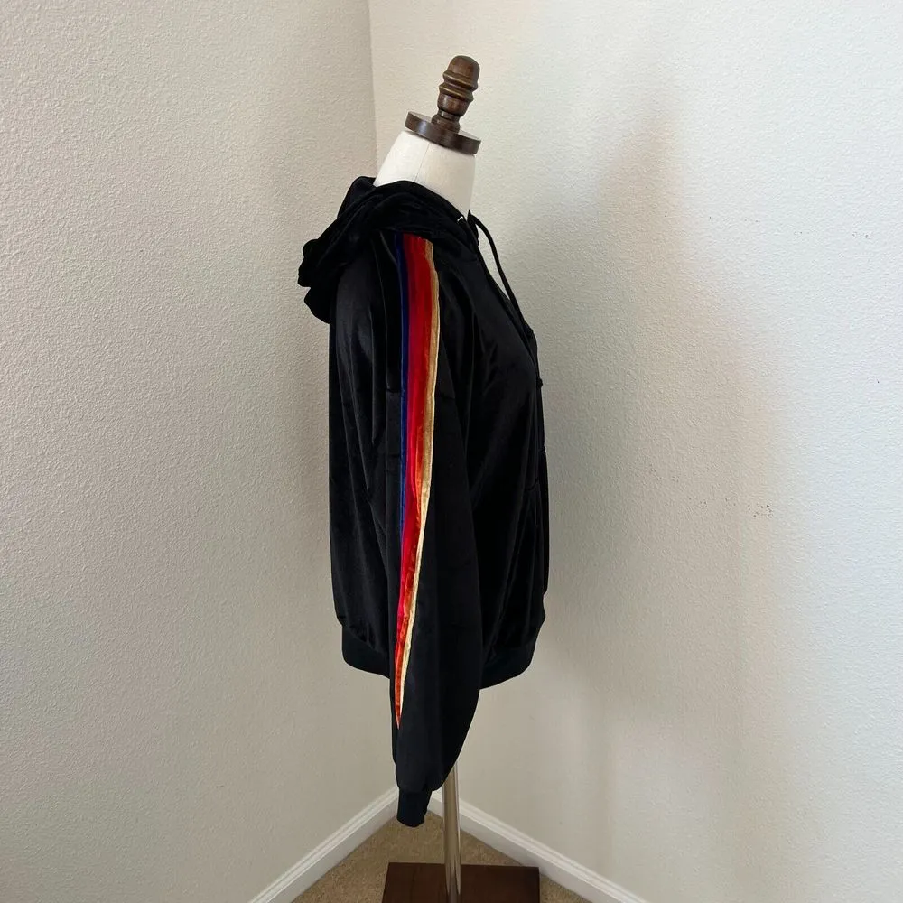 Aviator Nation Classic Velvet Stripe Pullover Hoodie Sweatshirt Women's Size Sm - Image 4