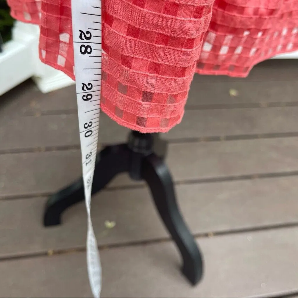 Vintage Anthropologie Hitherto Y2K Sz 10 Catherina coral cotton Strapless Dress - Image 3