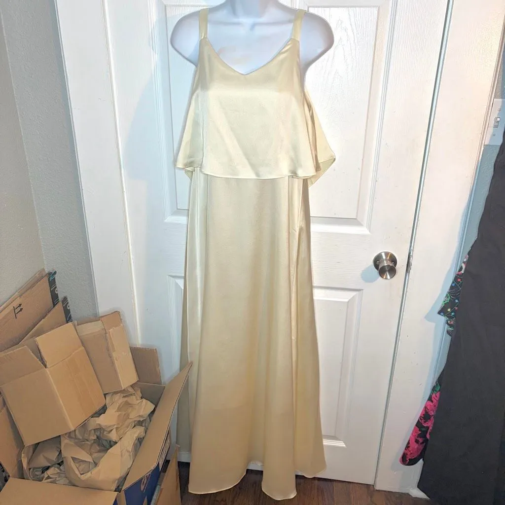 Modcloth Molly Bracken My New Chapter Maxi Dress Cream White Overlay Tie Bow Bac - Image 4