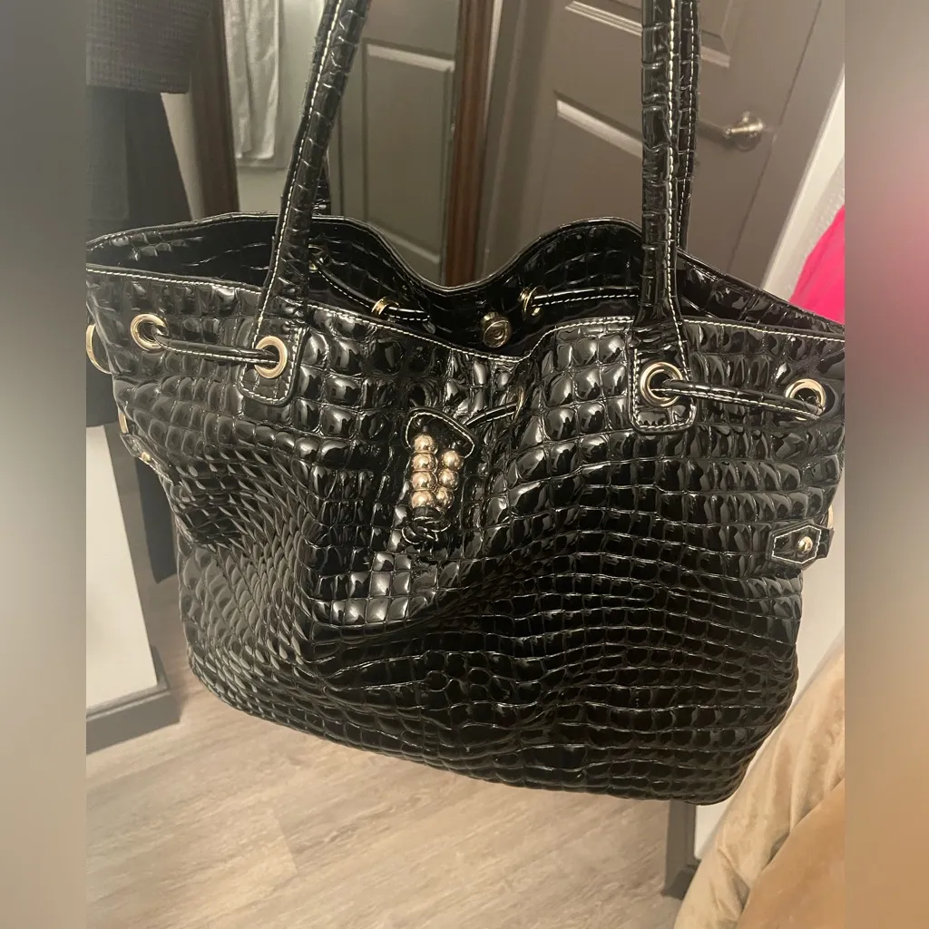 CHARLES DAVID GENUINE LEATHER CROCO LARGE BAG - Image 2