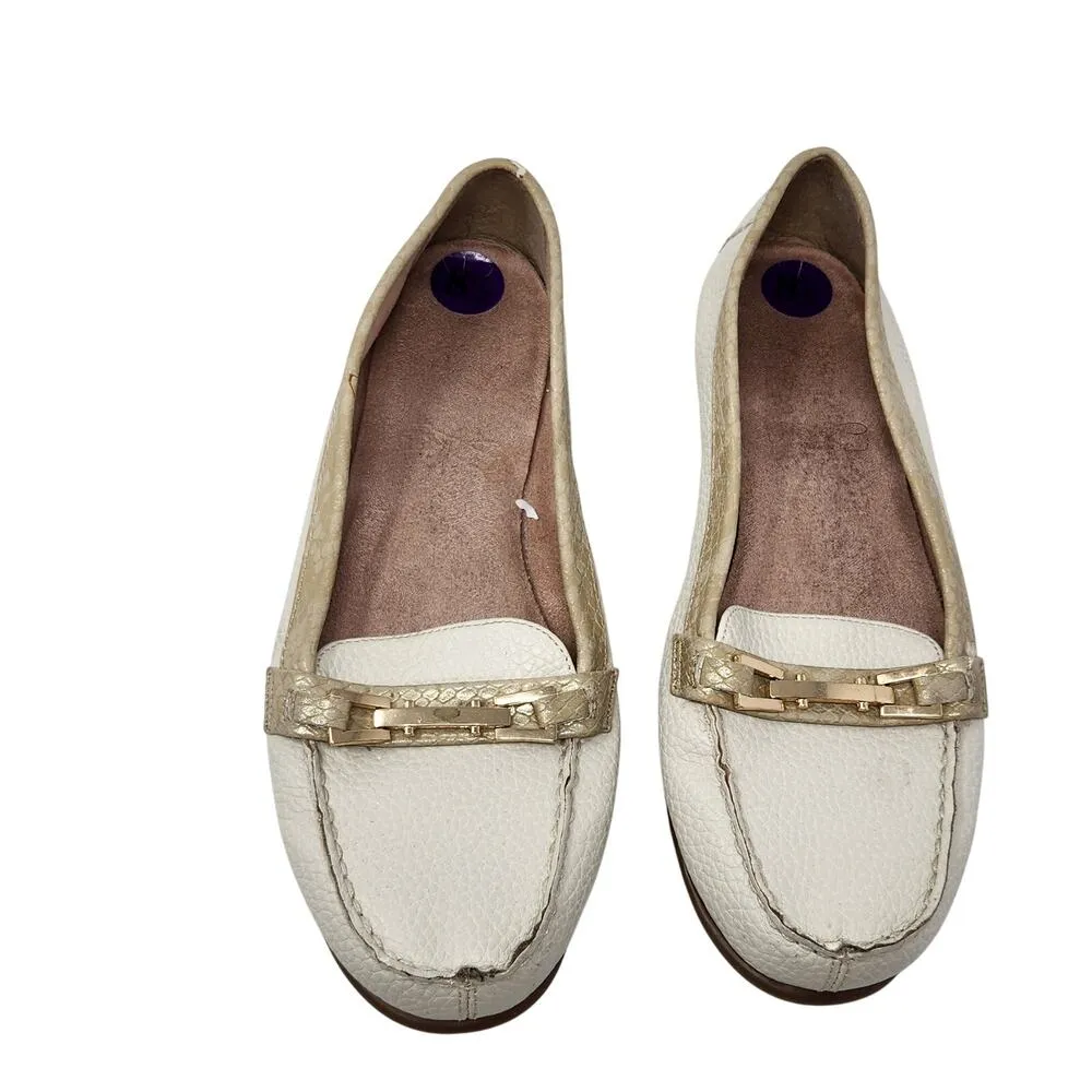 Aerosoles Nuwsreel Faux Leather Slip On Casual Loafer Shoes Cream Ivory Size 8.5 - Image 2