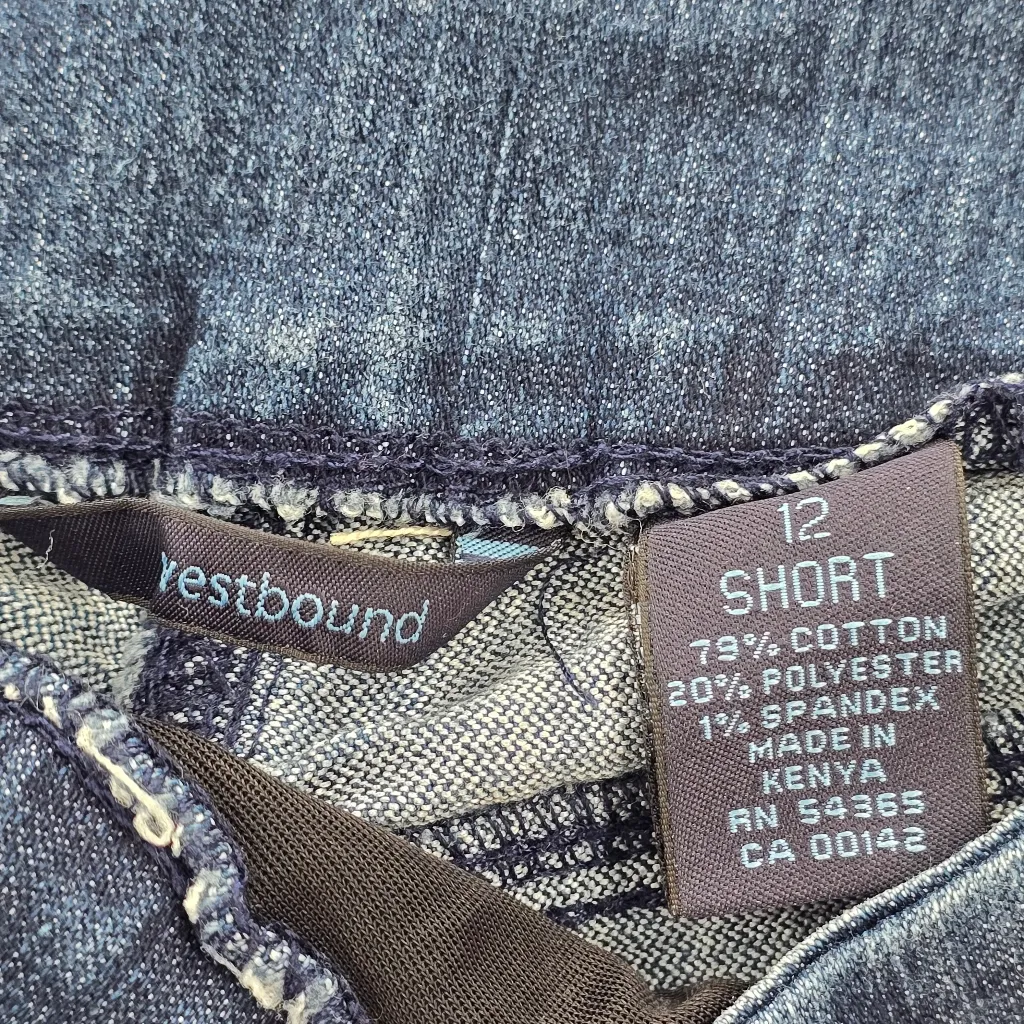 Westbound‎ Straight Pull On Stretch Medium Blue Denim Pants Jeans 12 Short - Image 7